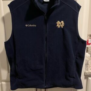 Columbia Blue Fleece Vest with Logo Notre Dame Mens XL